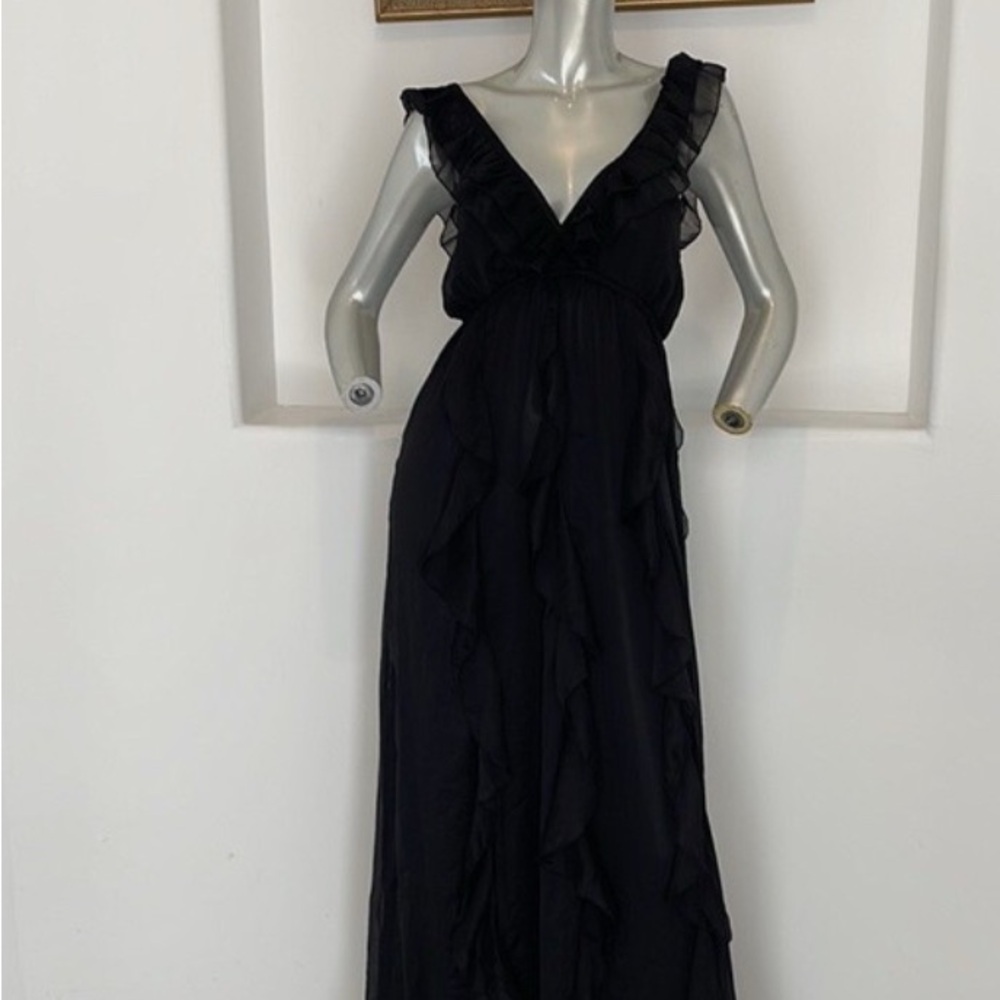 Romeo & Juliet Couture Black Wrap Tie Front Maxi Dress